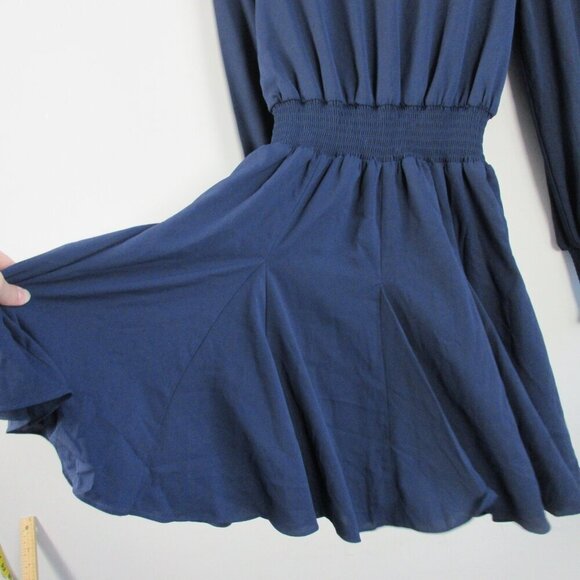 Lily Pulitzer Lorella Stretch Dress 4 Blue Fit & Flare Smocked Waist Party 424 - Picture 8 of 12